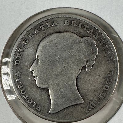 1841 Great Britain Victoria One Shilling .925 Silver Coin