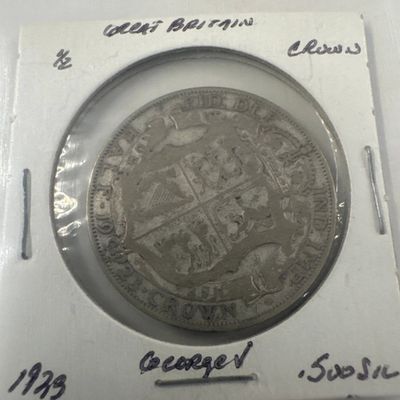1929 Great Britain George V Silver 1/2 Crown Coin