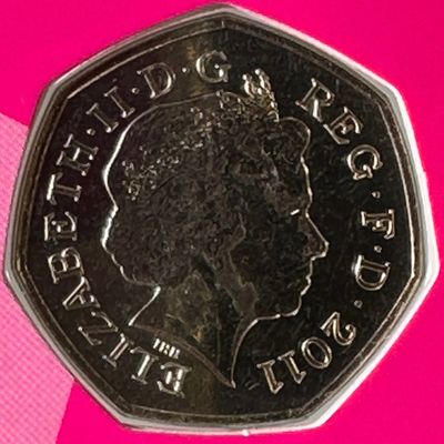 -*2011 London Olympics 50 Pence Coin - Triathlon, Copper-Nickel