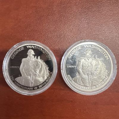 Two George Washington 250th Anniversary of Birth 1982 Half Dollar Coins