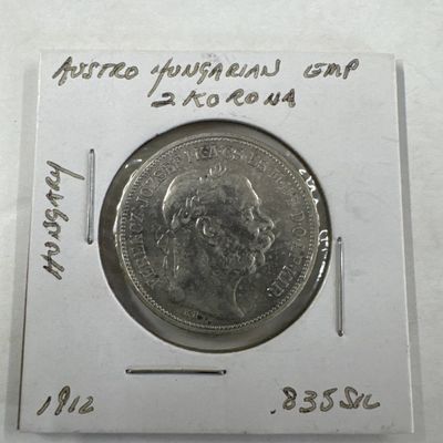 1912 Austro-Hungarian 2 Korona Silver Coin