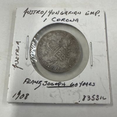 1908 Austro-Hungarian Empire Franz Joseph I 1 Corona Silver Coin