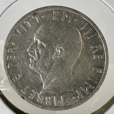 1939 Albania - Italian Occupation Coin 5 Lek .835 Silver Coin
