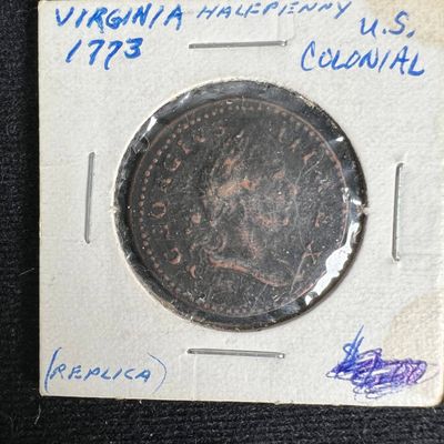 1773 Virginia Halfpenny US Colonial Replica