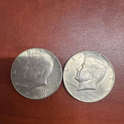 Two 1969 Kennedy Half Dollars