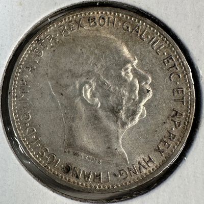 1913 Austria-Hungary Emp. 1 Corona .835 Silver Coin
