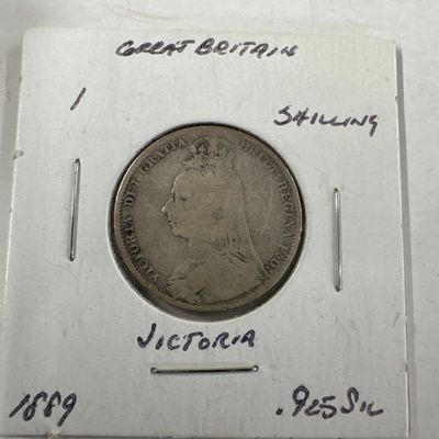 Great Britain 1889 Victoria Silver 1 Shilling Coin