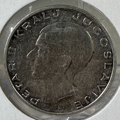 1938 Yugoslavia 20 Dinara .750 Silver Coin - Peter II