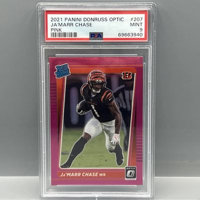 2021 Panini Donruss Optic Ja'Marr Chase Pink RC #207 PSA Mint 9
