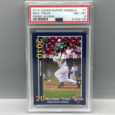 Sale Photo Thumbnail #196: 2010 Cedar Rapids Kernels Mike Trout Rising Alumni Minor League Prospect/RC #1 PSA NM- MT 8