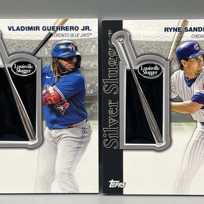 Sale Photo Thumbnail #168: 2022 Topps Series Two Vladimir Guerrero Jr. & Ryne Sandberg Silver Slugger Award Winner Manufactured Patches