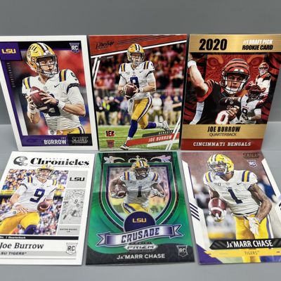 (6) Joe Burrow & Ja'Marr Chase Football Rookie Cards