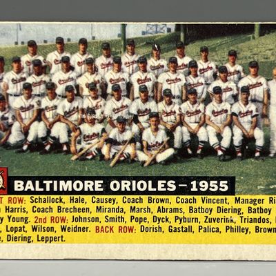 1956 Topps Baltimore Orioles "With Date" Team Card SP Variation #100