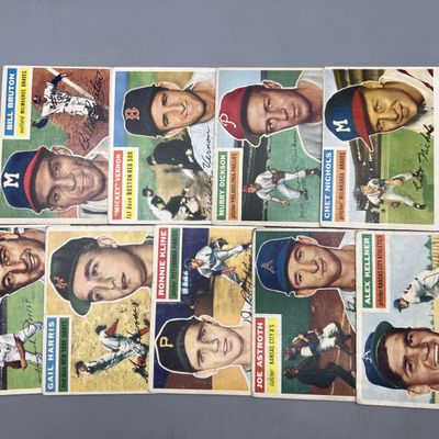 (9) 1956 Topps Baseball Cards - Varying Conditions