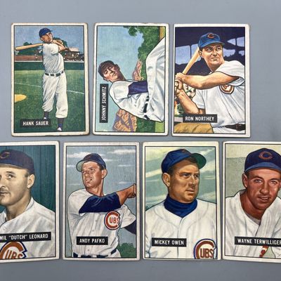 Sale Photo Thumbnail #157: (Lot Of 7) 1951 Bowman - Chicago Cubs Singles - Varying Conditions