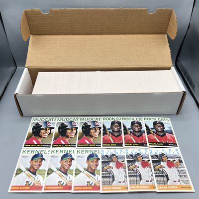 Box of 2013 Topps Heritage Minors Baseball Cards W/ Stars Inc. Francisco Lindor RCs, Byron Buxton RCs, & Carlos Correa RCs