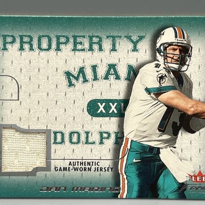 Sale Photo Thumbnail #118: 2001 Fleer Focus Dan Marino Game Worn Jersey Relic