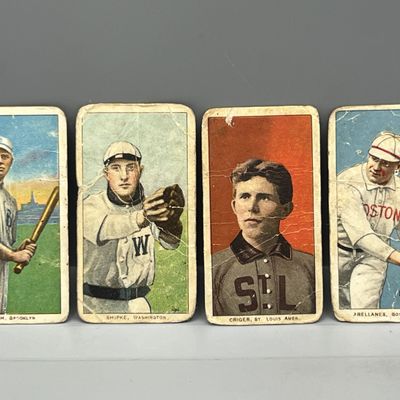 1909-11 T206 Baseball Lot of 4 - Lower grade conditions - Arellanes, Burch, Criger, Shipke