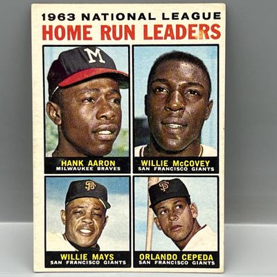 1964 Topps NL HR Leaders #9 - Hank Aaron, Willie Mays, McCovey, Cepeda