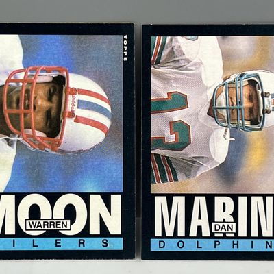 Sale Photo Thumbnail #154: 1985 Topps Warren Moon RC #251 & Dan Marino #314 2nd Year Card