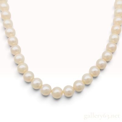 Vintage Silver and Cream Cultured Pearl Strand Necklace 19 Inch