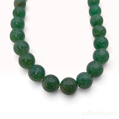 Sale Photo Thumbnail #110: Vintage Green Aventurine Bead and Silver Necklace