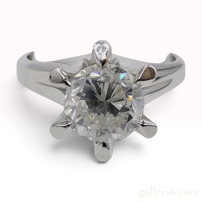 Sale Photo Thumbnail #109: 1.953ct Natural G-I1 Diamond Pt900 Solitaire Ring W/Central Gem Laboratory Report