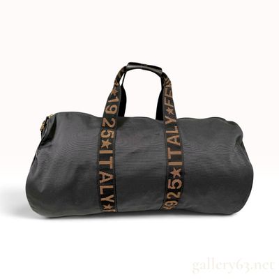 Fendi Roma 1925 Logo Tape Black Nylon Duffle Bag