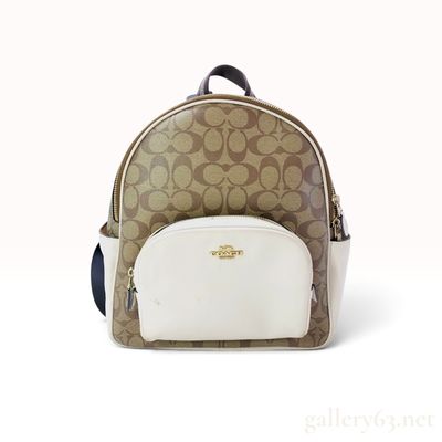 Sale Photo Thumbnail #225: Coach Court Backpack in Khaki and Chalk Signature Coated Canvas