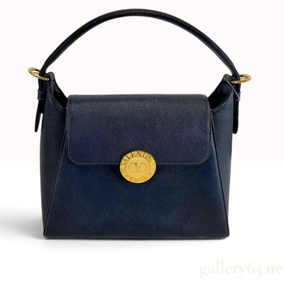 Sale Photo Thumbnail #122: Vintage Valentino Garavani Navy Saffiano Leather Top Handle Bag with Tag
