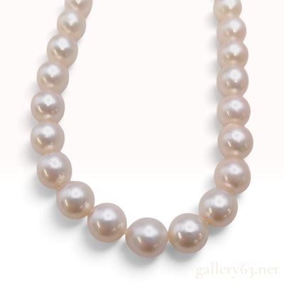 Sale Photo Thumbnail #130: Silver and 7mm to 8mm Cultured Pearl Single Strand Necklace 42cm