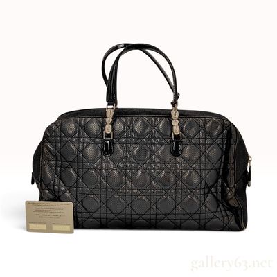 Sale Photo Thumbnail #197: Christian Dior Cannage Malice Black Perforated Leather and Denim Handbag with Authenticity Card