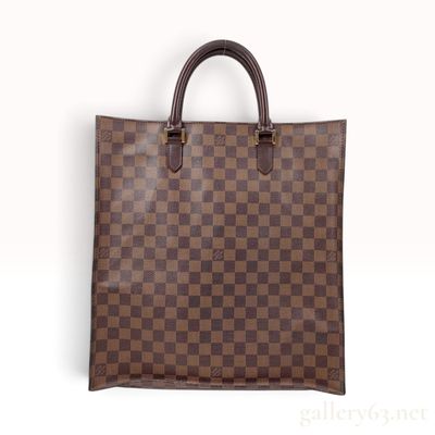 Sale Photo Thumbnail #176: A Vintage Louis Vuitton Damier Ebene Sac Plat Brown Coated Canvas Tote Bag