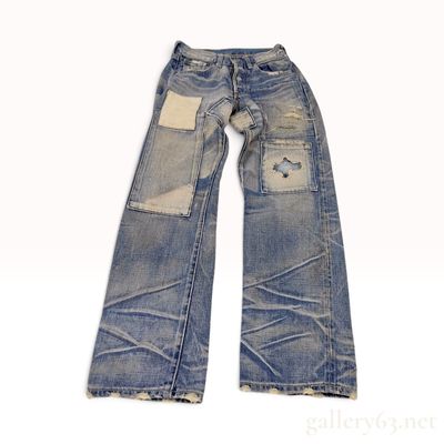 Sale Photo Thumbnail #222: C. 2004 Levi Strauss Japan 66501 Distressed Patchwork Denim Jeans W27 L29