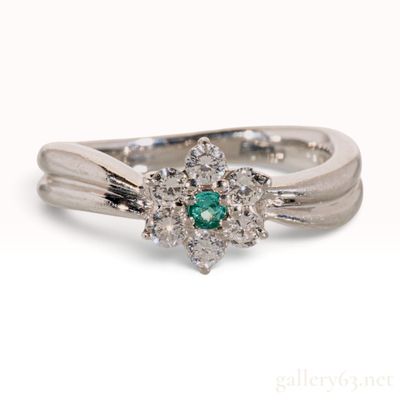 Sale Photo Thumbnail #237: Pt900 0.05ct Paraiba Tourmaline and 0.26ctw Natural Diamond Floral Cluster Ring with NGL Report