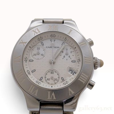 Sale Photo Thumbnail #258: Cartier Chronoscaph 21 38mm Box & Papers 21 Stainless Steel and White Rubber Wristwatch