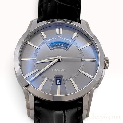 Sale Photo Thumbnail #182: C. 2013 Maurice Lacroix Pontos Day Date Stainless Steel Wristwatch with Box and Papers