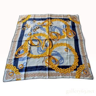 Vintage Cartier Trinity Rings Blue Silk Scarf 90 cm