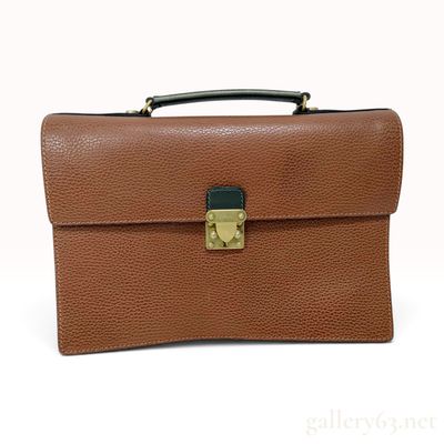 Brioni Tan Pebbled Leather Triple Compartment Document Case