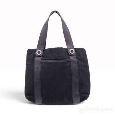 Sale Photo Thumbnail #143: Vintage Bvlgari Logomania Black Canvas and Leather Tote Bag