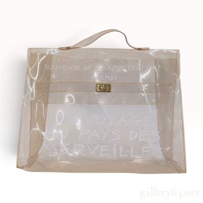 Sale Photo Thumbnail #173: Vintage Hermes Vinyl Kelly 40 Souvenir de L'Exposition Clear Handbag