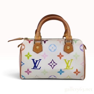 Sale Photo Thumbnail #161: Vintage Louis Vuitton Monogram Multicolore Blanc Coated Canvas Mini HL Speedy with Tag