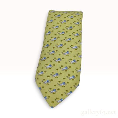 Sale Photo Thumbnail #214: Vintage Hermes 5564 MA Lime Green Silk Necktie with Box and Tags