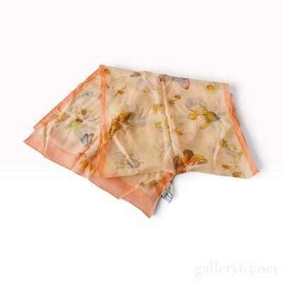Sale Photo Thumbnail #292: Salvatore Ferragamo Entomology Print Apricot Silk Long Scarf