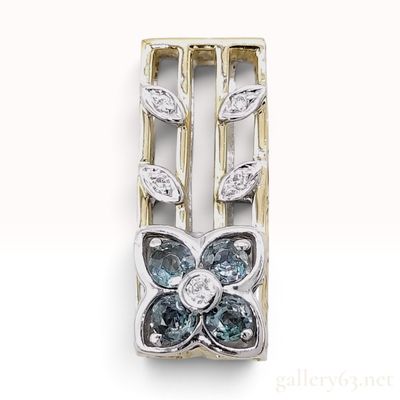18K Gold Color Change Natural Alexandrite and Diamond Pendant