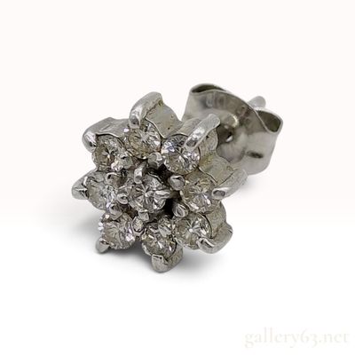 Sale Photo Thumbnail #223: Pt900 Platinum and 0.50ct Natural Diamond Single Cluster Stud Earring
