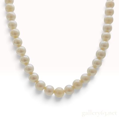 Sale Photo Thumbnail #241: Vintage Akoya Cultured Pearl and Silver Floral Clasp Necklace