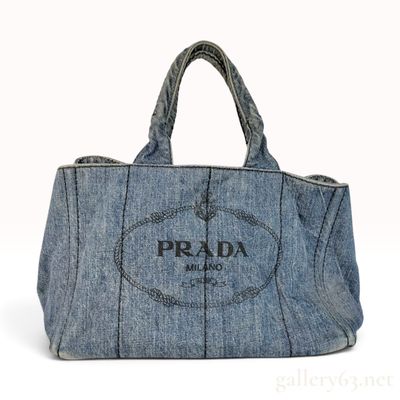 Sale Photo Thumbnail #135: Prada Canapa Light Blue Denim Tote Bag