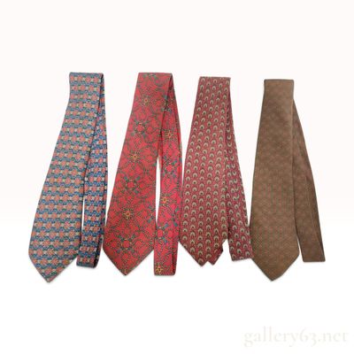 A Collection of Hermes Patterned Silk Neck Ties
