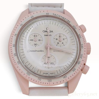 Sale Photo Thumbnail #272: Omega x Swatch Speedmaster MoonSwatch Mission to Venus Pink Bioceramic Wristwatch with Box and Papers